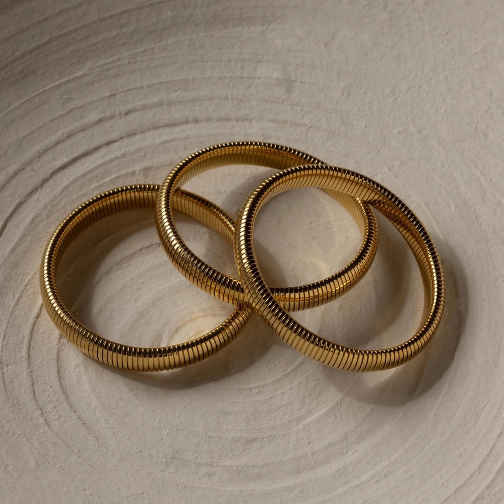 18K Gold Plated Elegant Gold Coil Bracelet